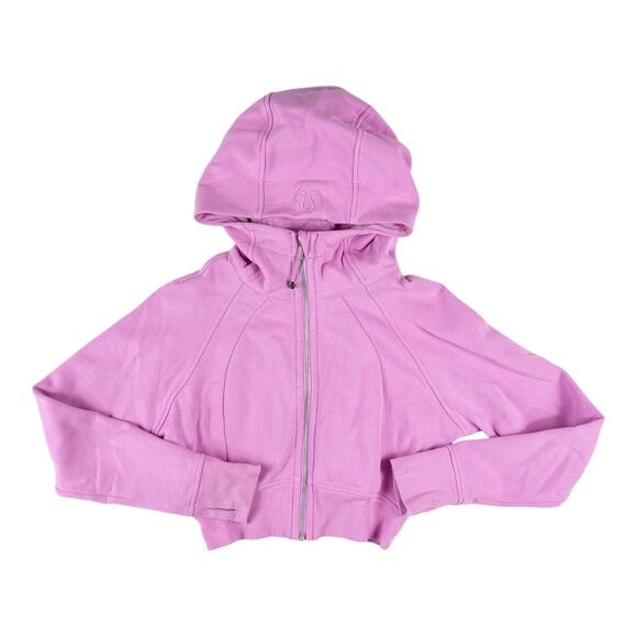 Lululemon Scuba Full Zip Cropped Hoodie Pink Sweatshirt Size 0 or 2 - Picture 1 of 10